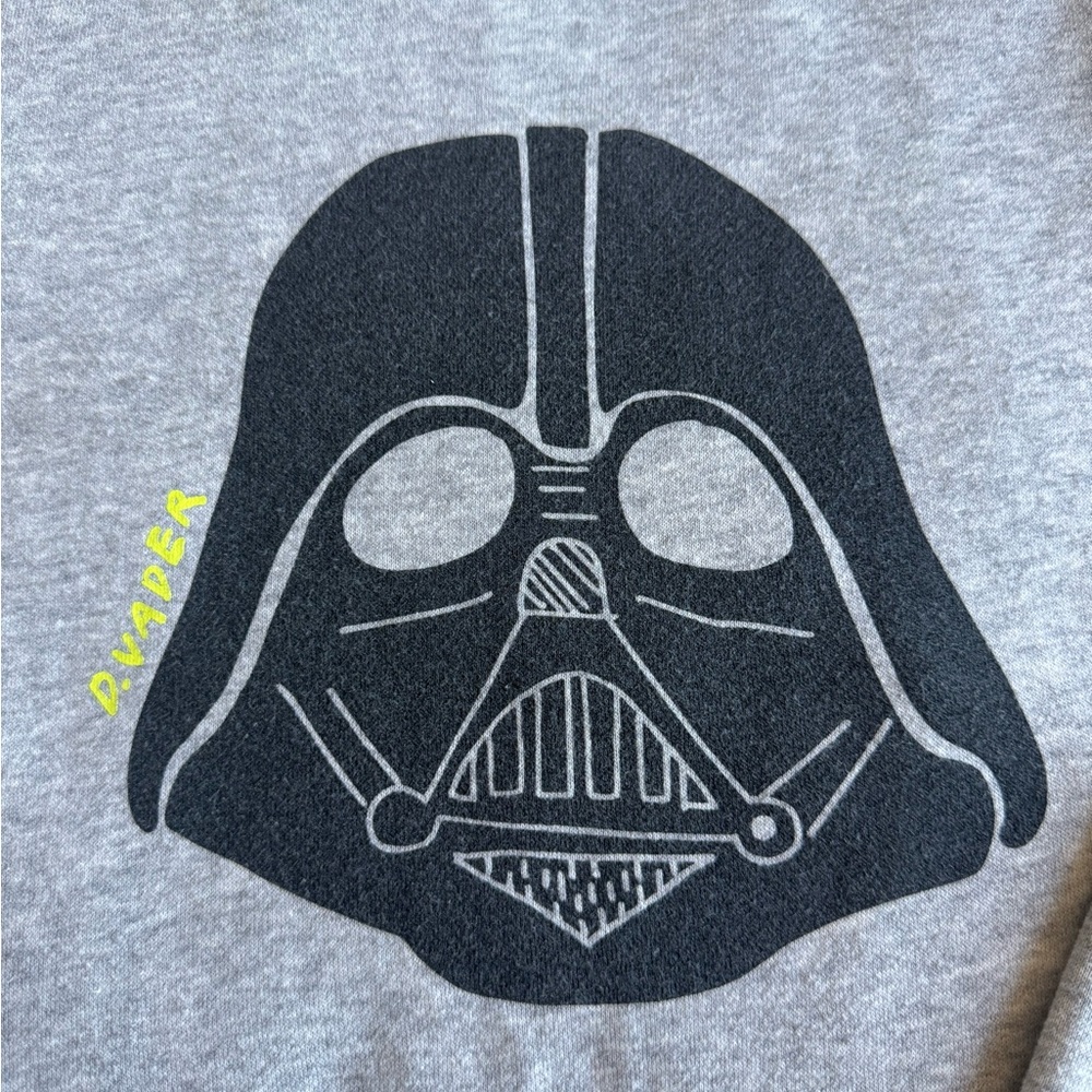 Star Wars Grey Crewneck Sweater with Black Helmet Graphic